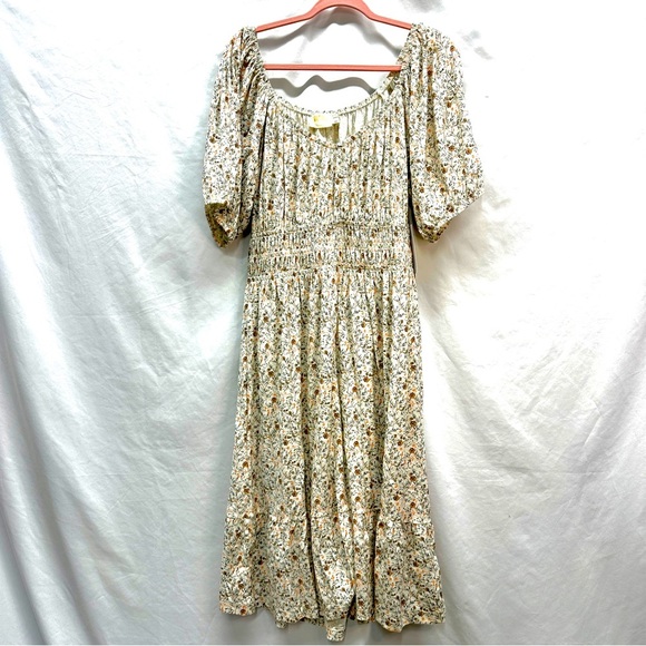 Nation Ltd NWT Fabia Shirred Floral Bohemian Cotton Midi Dress Size L - Picture 10 of 10